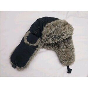 Mad Bomber Suplex Black Trapper Aviation Hat Faux Fur Size Large